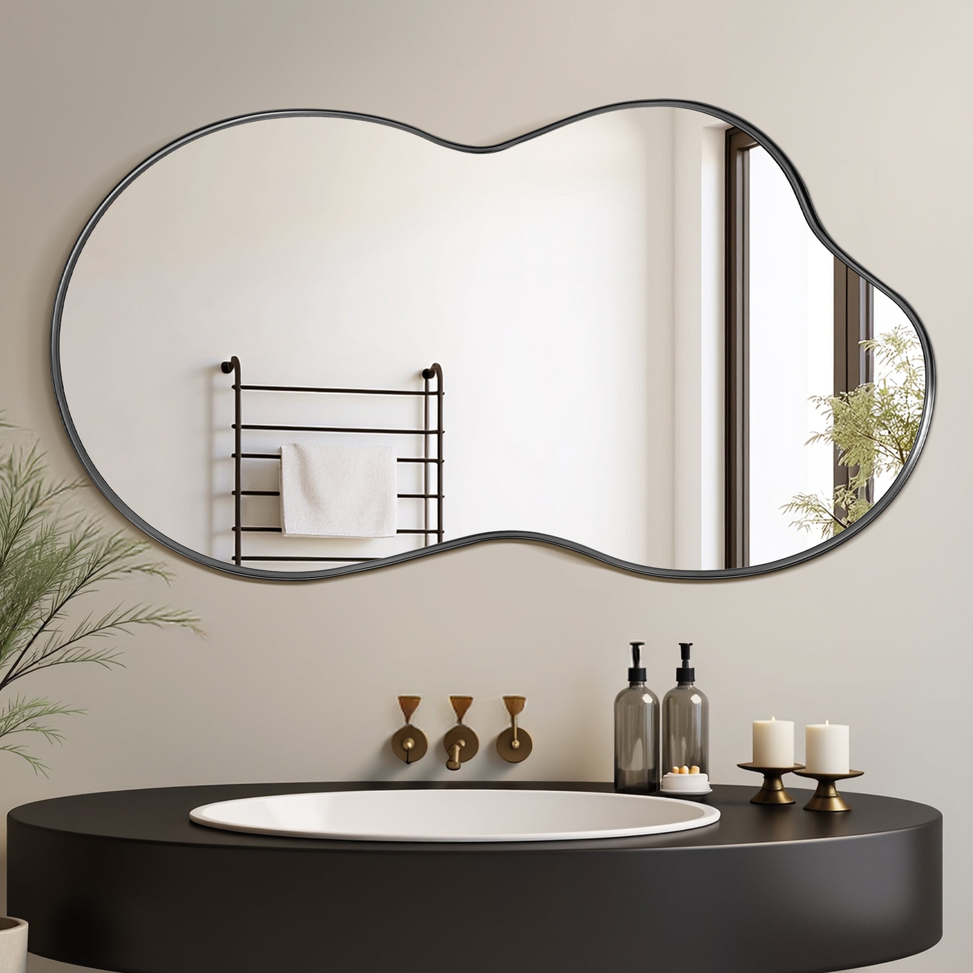 Suidia Irregular Wall Mirror, Bathroom Mirror Asymmetrical Mirrors Artistic Mirrors Decorative for Living Room Bedroom Bathroom Hallway Entryway
