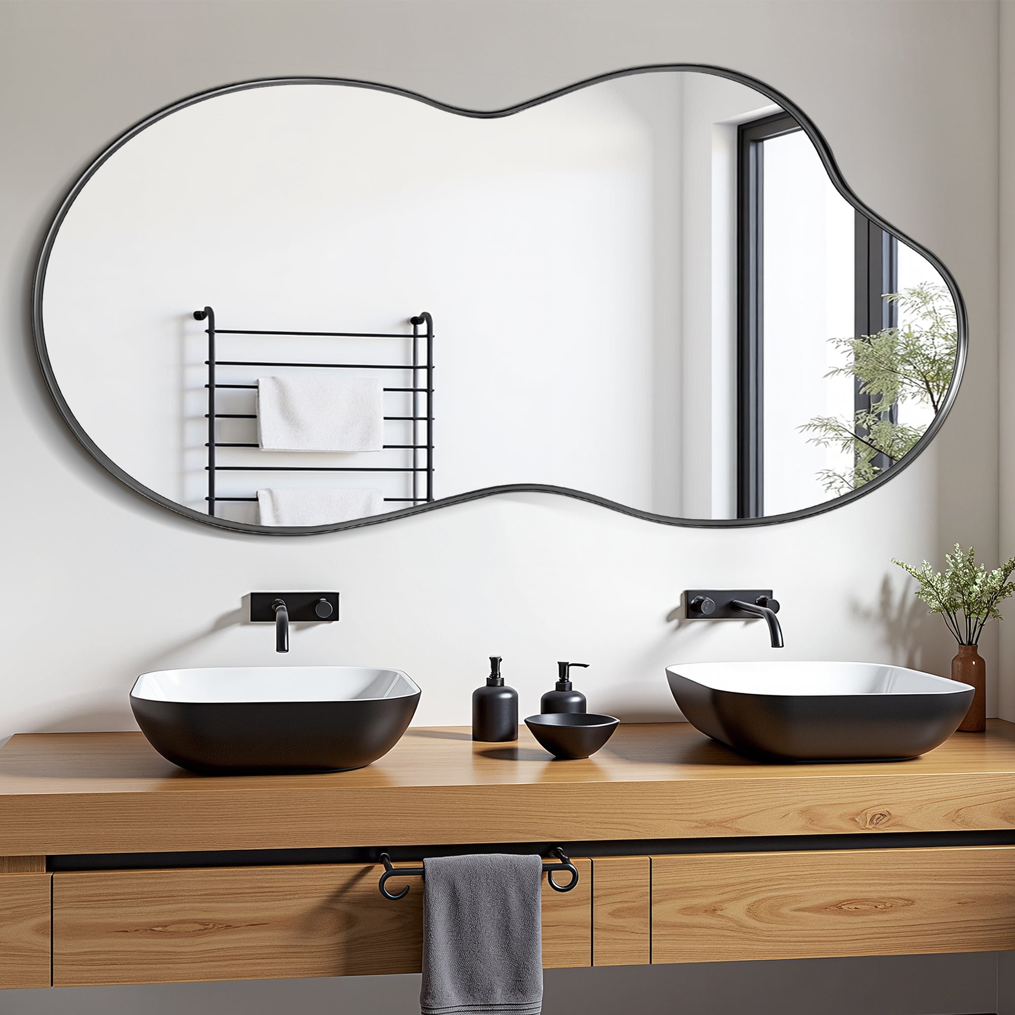 Suidia Irregular Wall Mirror, Bathroom Mirror Asymmetrical Mirrors Artistic Mirrors Decorative for Living Room Bedroom Bathroom Hallway Entryway