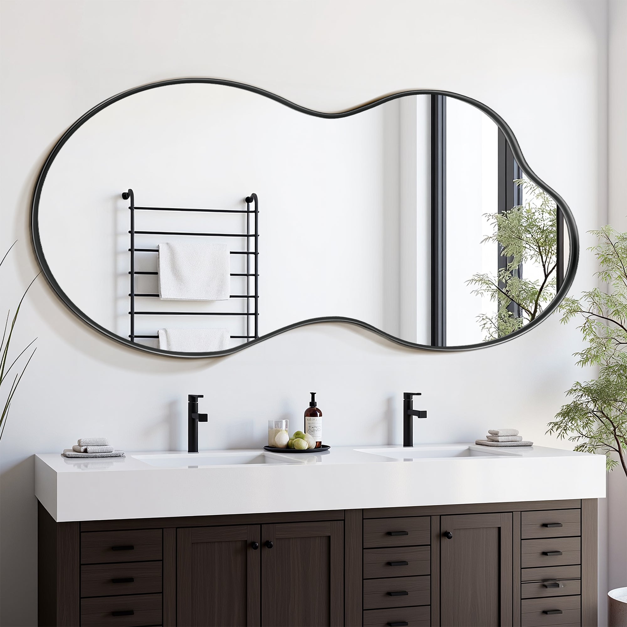 Suidia Irregular Wall Mirror, Bathroom Mirror Asymmetrical Mirrors Artistic Mirrors Decorative for Living Room Bedroom Bathroom Hallway Entryway