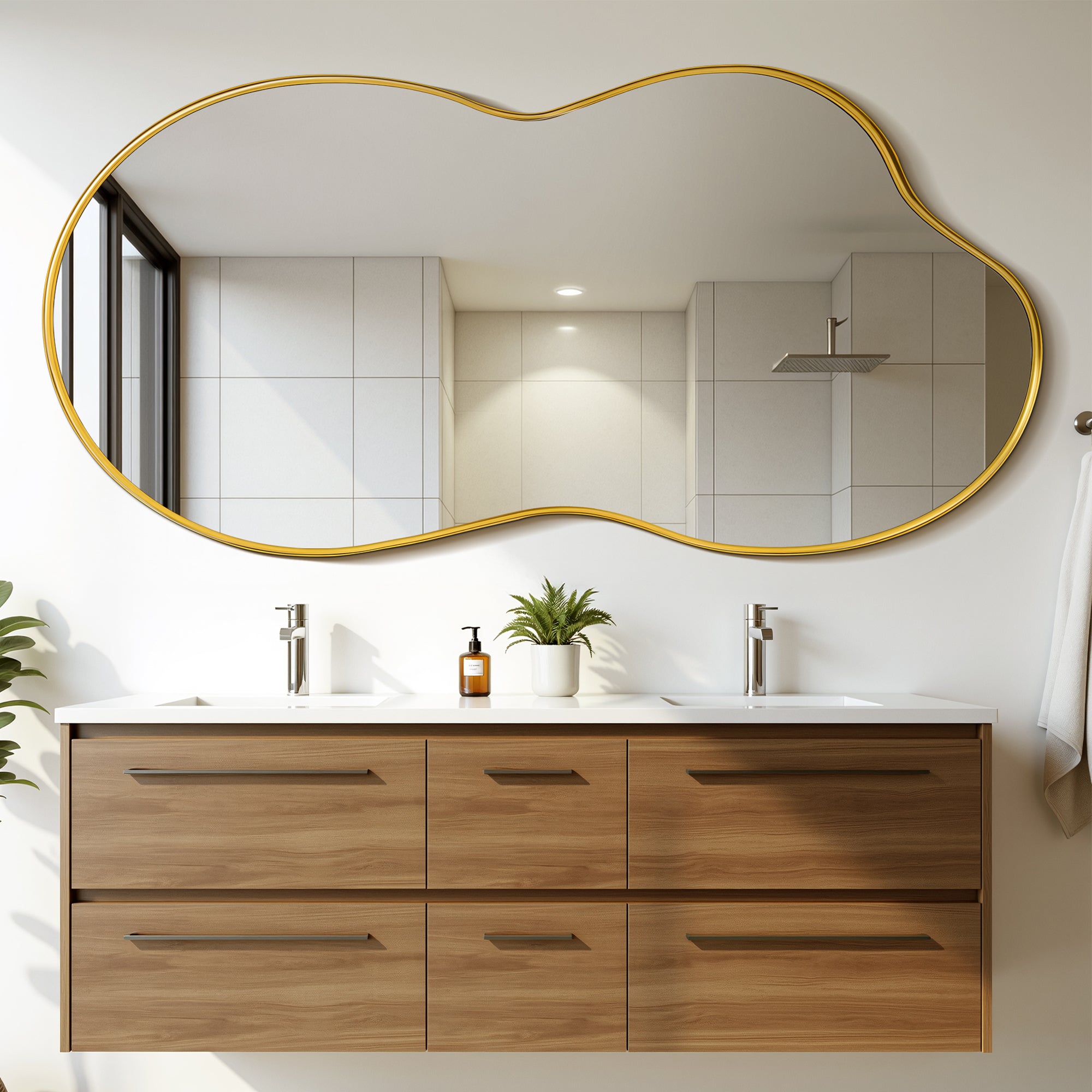 Suidia Irregular Wall Mirror, Bathroom Mirror Asymmetrical Mirrors Artistic Mirrors Decorative for Living Room Bedroom Bathroom Hallway Entryway