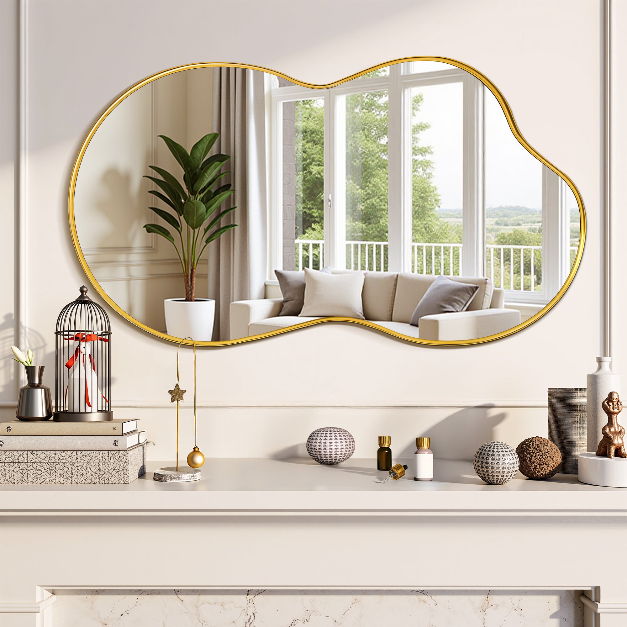 Suidia Irregular Wall Mirror, Bathroom Mirror Asymmetrical Mirrors Artistic Mirrors Decorative for Living Room Bedroom Bathroom Hallway Entryway