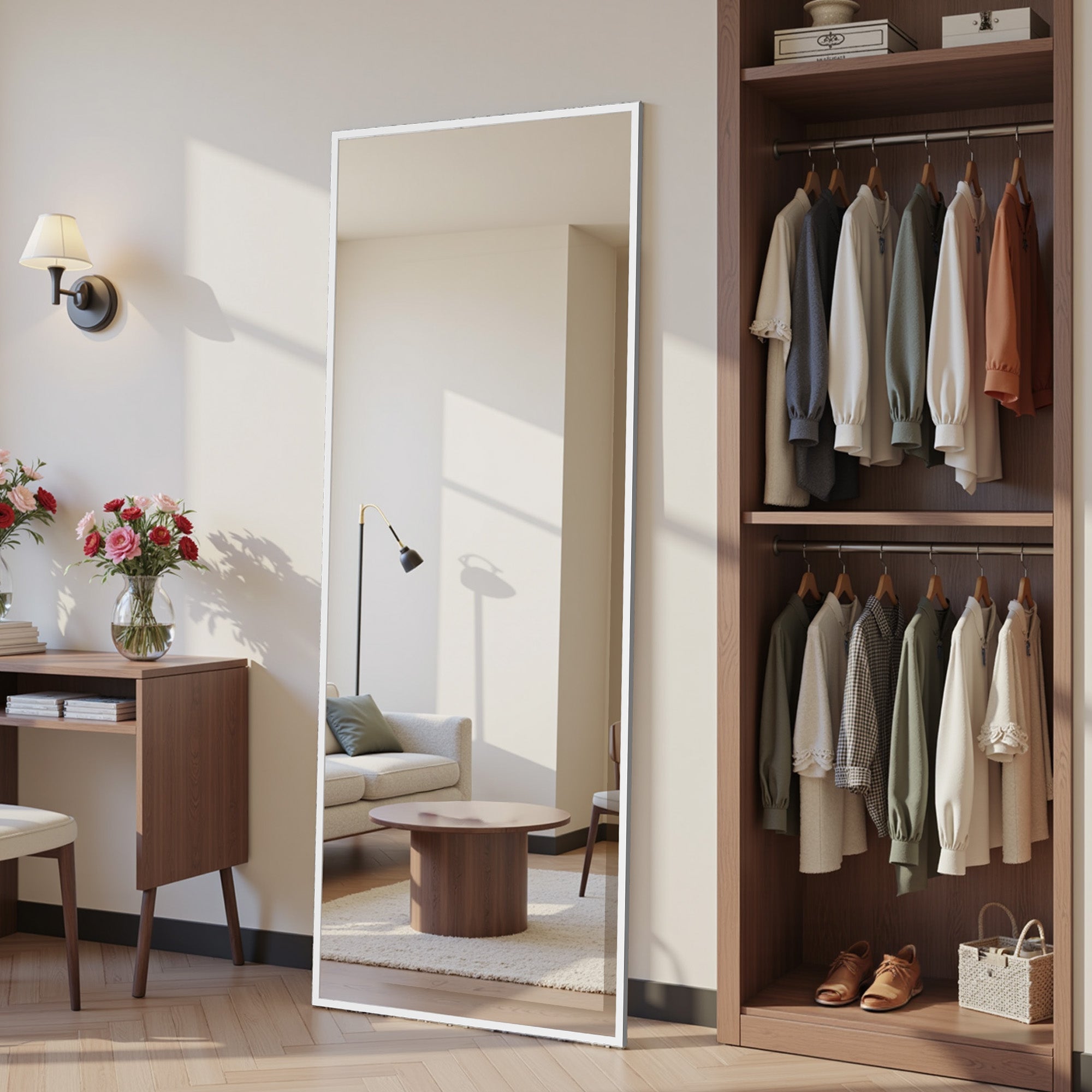 Suidia Full Length Mirror Over the Door&Wall Mounted, Door Mirror with Aluminum Alloy Frame, HD Shatterproof, No-Drill, Hanging Mirrors for Bedroom, Bathroom, Dorm, Closet