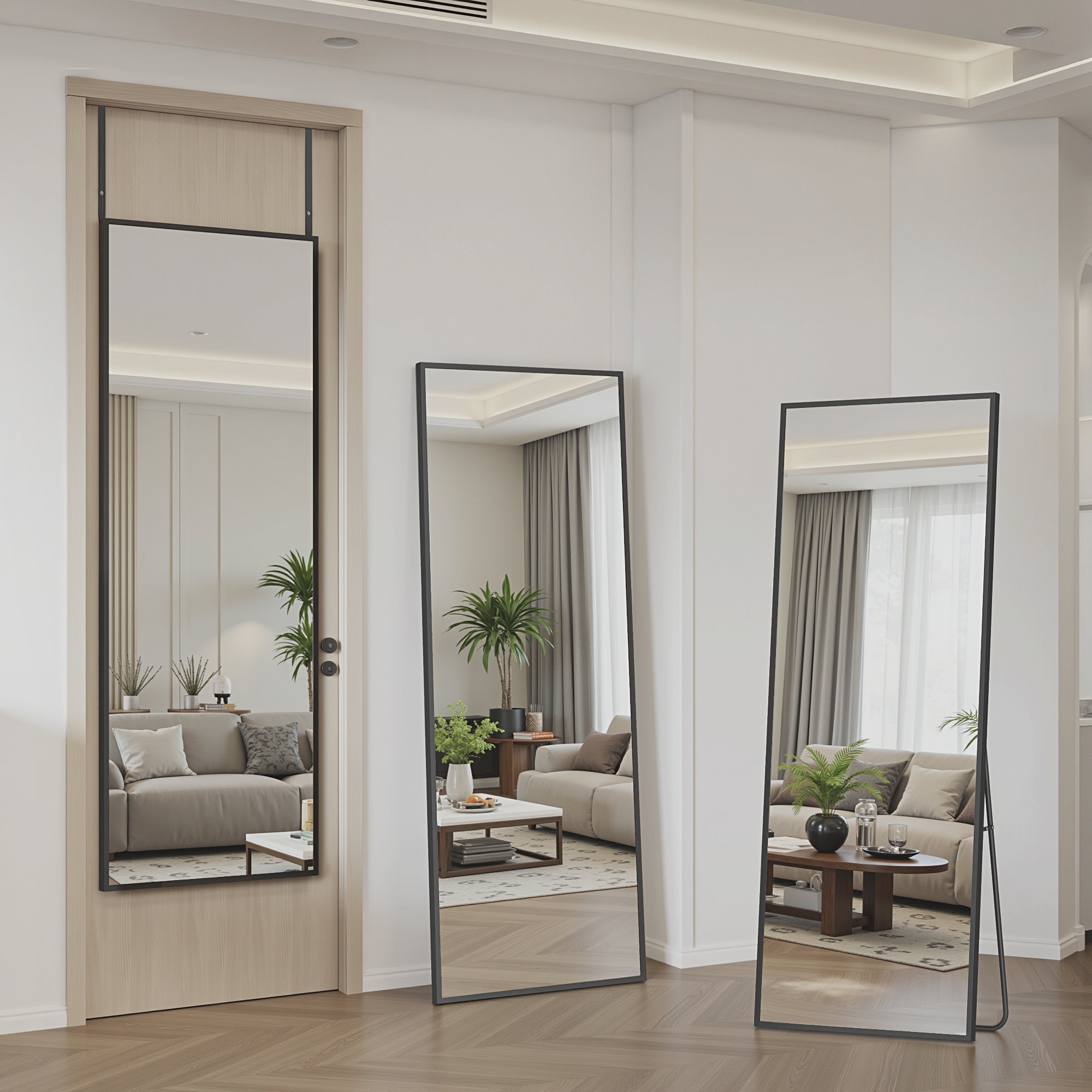 Suidia Full Length Mirror Over the Door&Wall Mounted, Door Mirror with Aluminum Alloy Frame, HD Shatterproof, No-Drill, Hanging Mirrors for Bedroom, Bathroom, Dorm, Closet