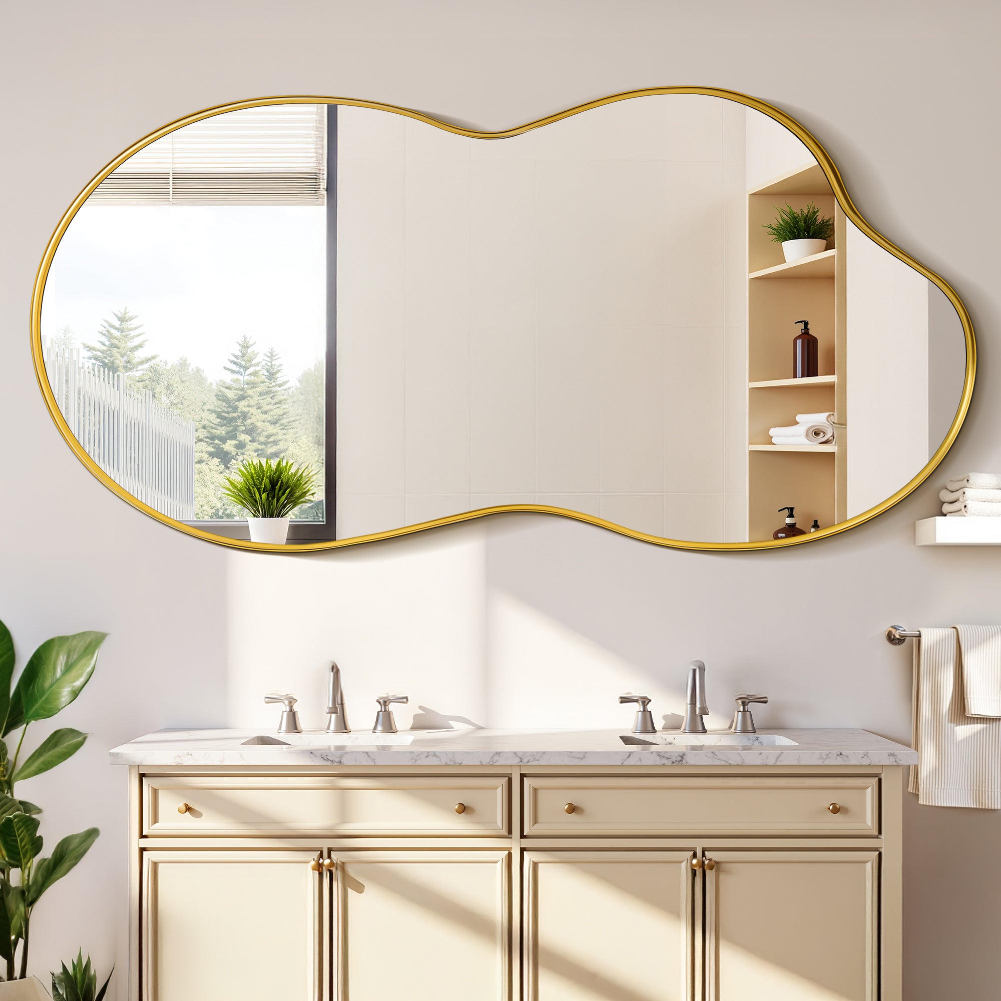 Suidia Irregular Wall Mirror, Bathroom Mirror Asymmetrical Mirrors Artistic Mirrors Decorative for Living Room Bedroom Bathroom Hallway Entryway