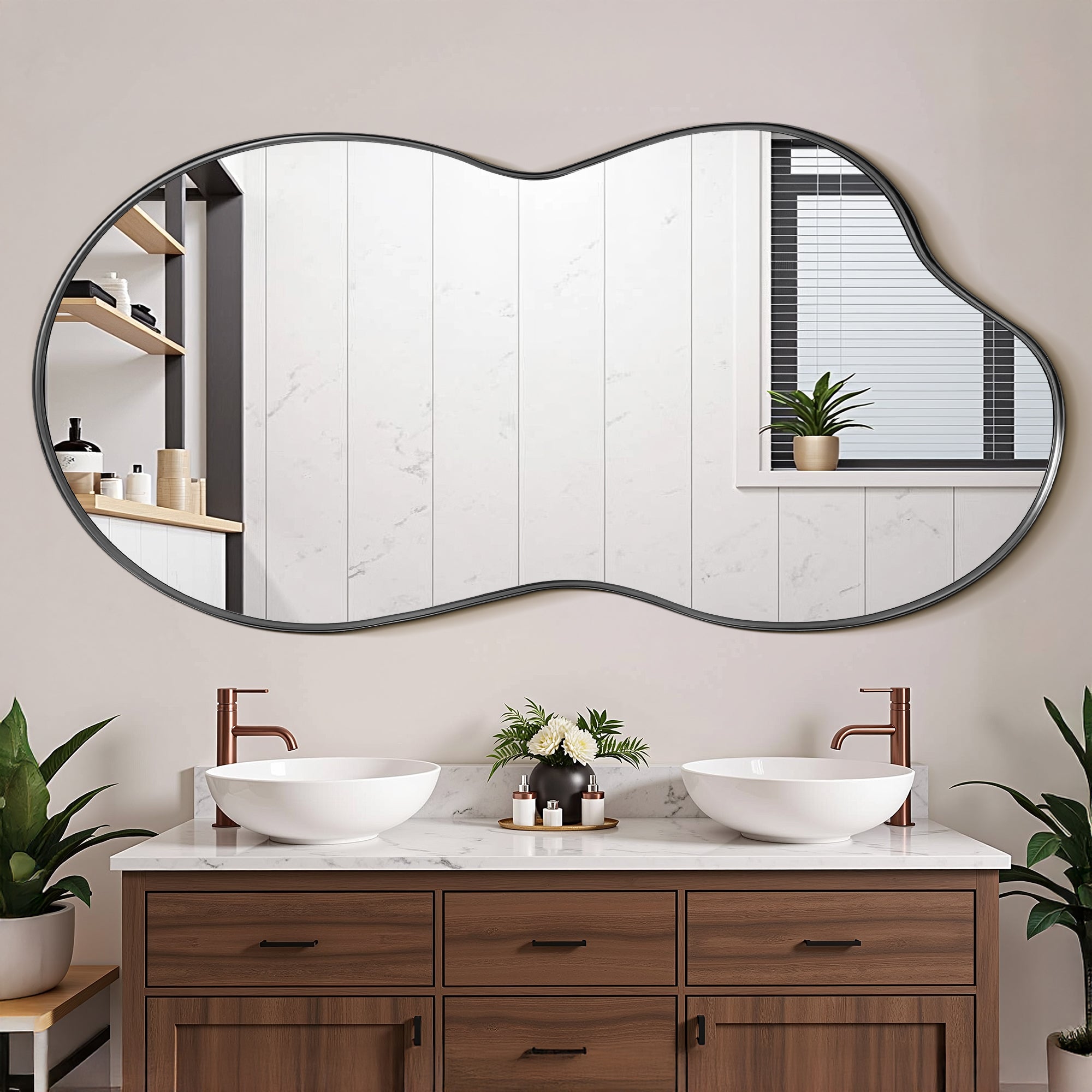 Suidia Irregular Wall Mirror, Bathroom Mirror Asymmetrical Mirrors Artistic Mirrors Decorative for Living Room Bedroom Bathroom Hallway Entryway