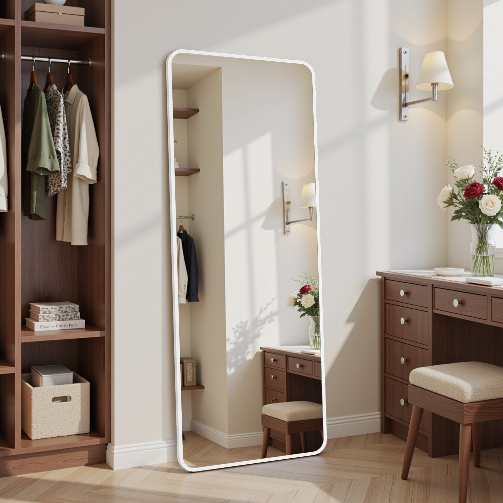 Suidia Full Length Mirror Over the Door&Wall Mounted, Door Mirror with Aluminum Alloy Frame, HD Shatterproof, No-Drill, Hanging Mirrors for Bedroom, Bathroom, Dorm, Closet