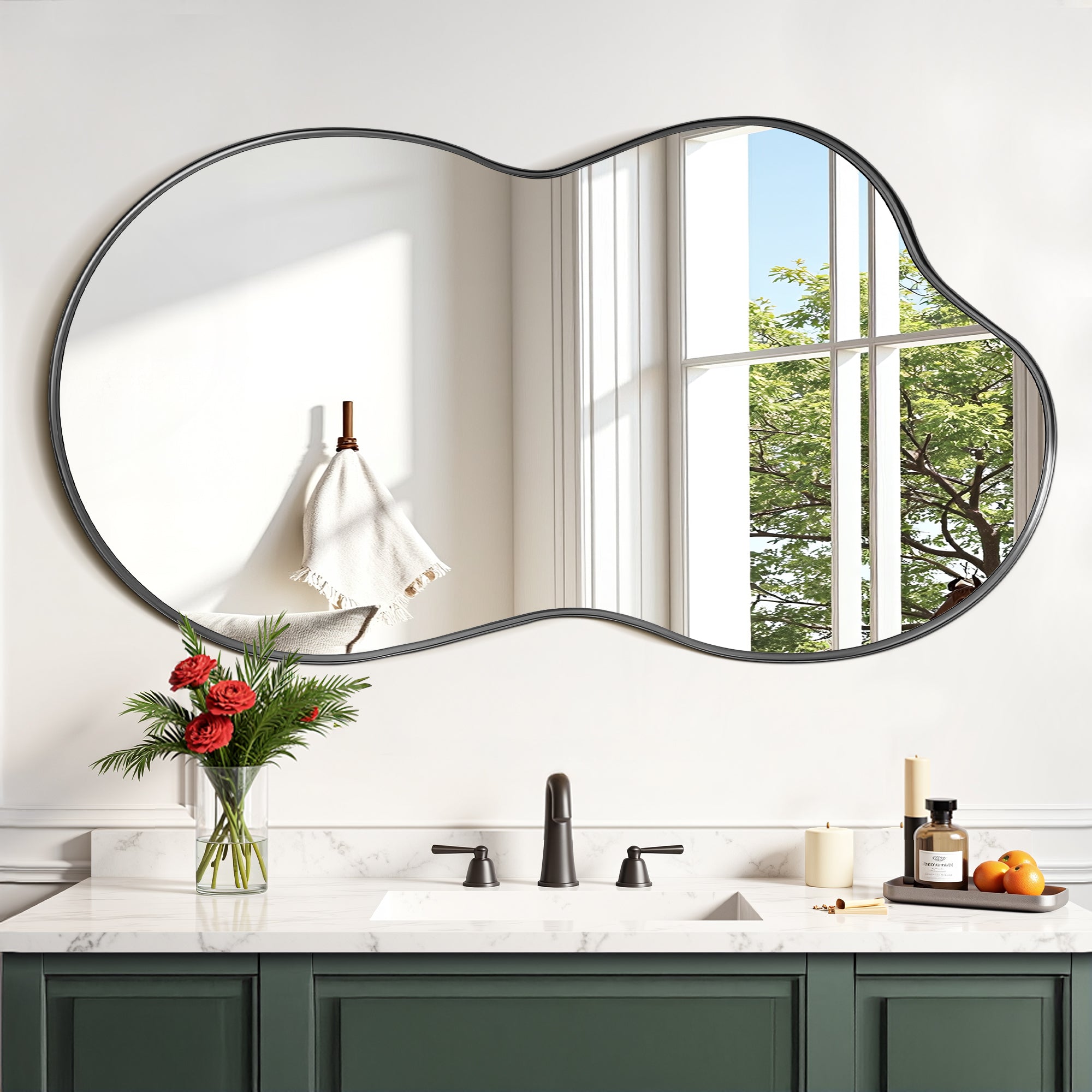 Suidia Irregular Wall Mirror, Bathroom Mirror Asymmetrical Mirrors Artistic Mirrors Decorative for Living Room Bedroom Bathroom Hallway Entryway