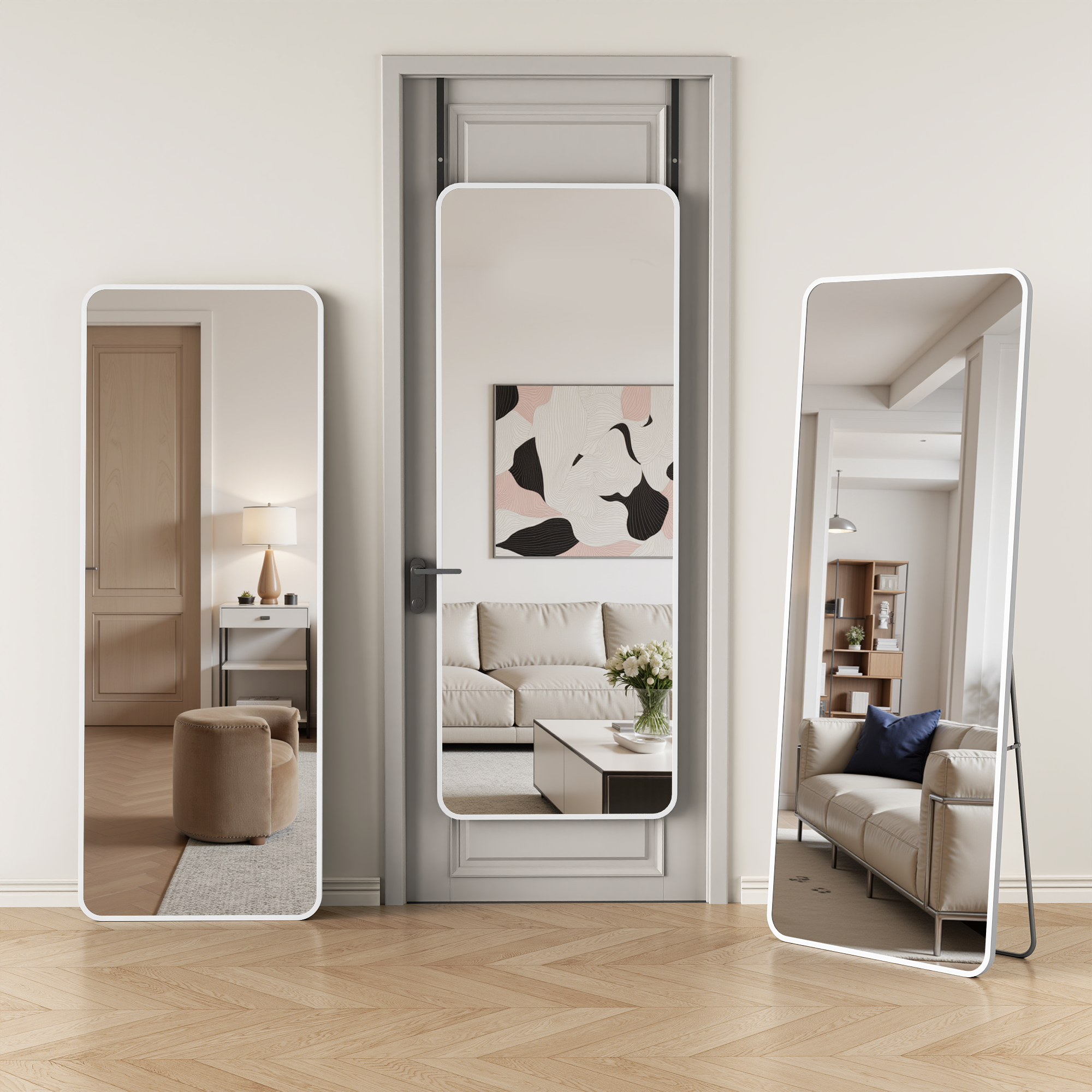 Suidia Full Length Mirror Over the Door&Wall Mounted, Door Mirror with Aluminum Alloy Frame, HD Shatterproof, No-Drill, Hanging Mirrors for Bedroom, Bathroom, Dorm, Closet