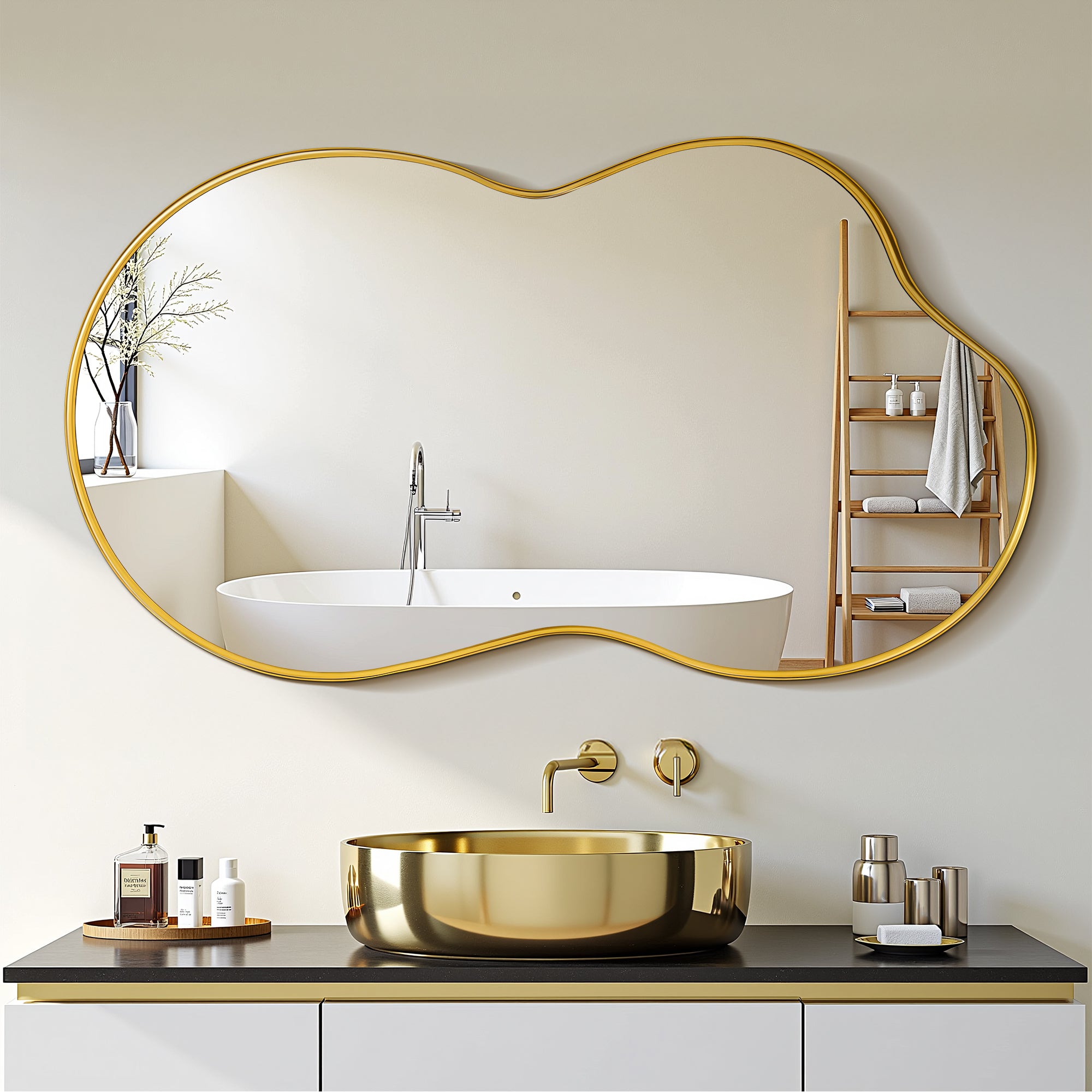 Suidia Irregular Wall Mirror, Bathroom Mirror Asymmetrical Mirrors Artistic Mirrors Decorative for Living Room Bedroom Bathroom Hallway Entryway