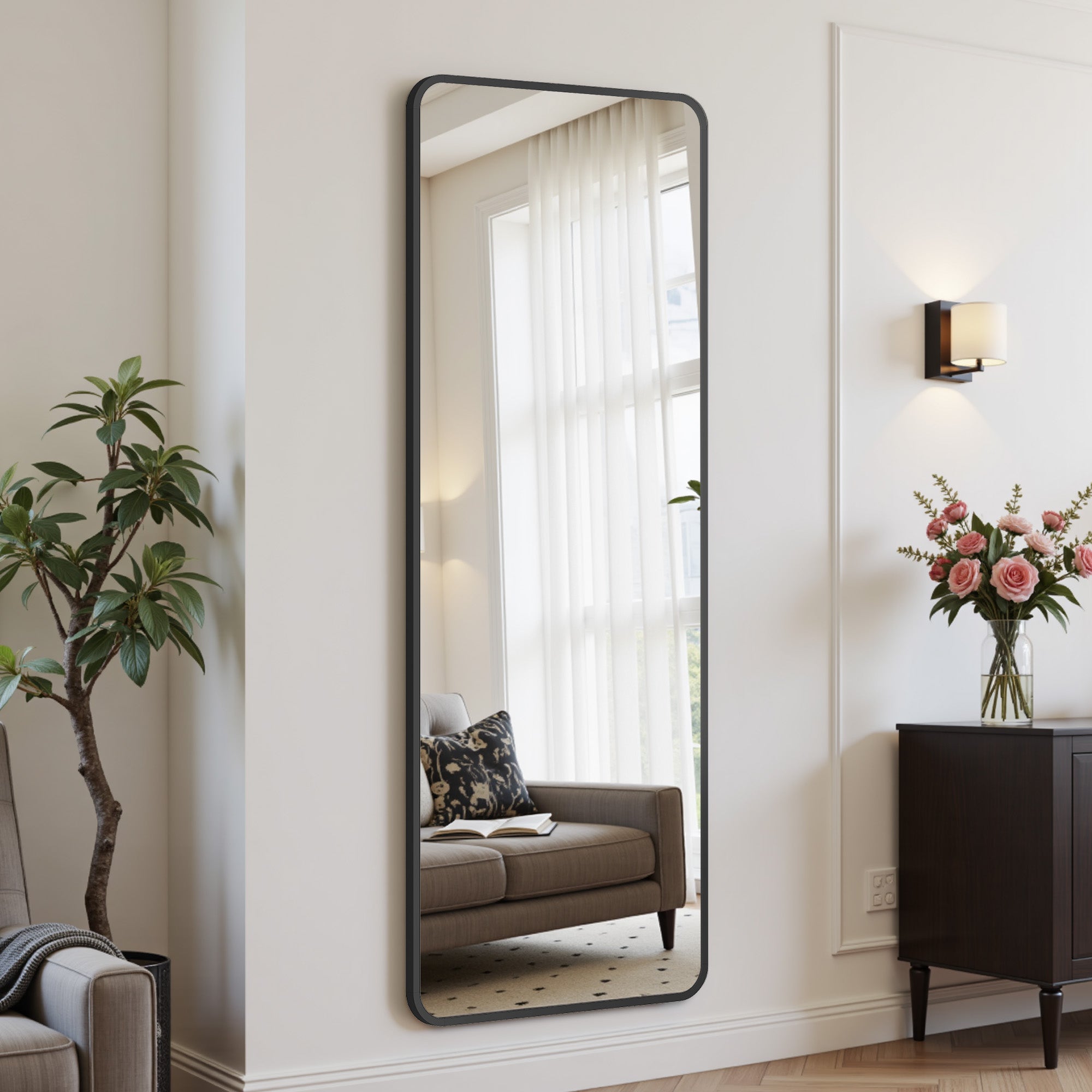 Suidia Full Length Mirror Over the Door&Wall Mounted, Door Mirror with Aluminum Alloy Frame, HD Shatterproof, No-Drill, Hanging Mirrors for Bedroom, Bathroom, Dorm, Closet