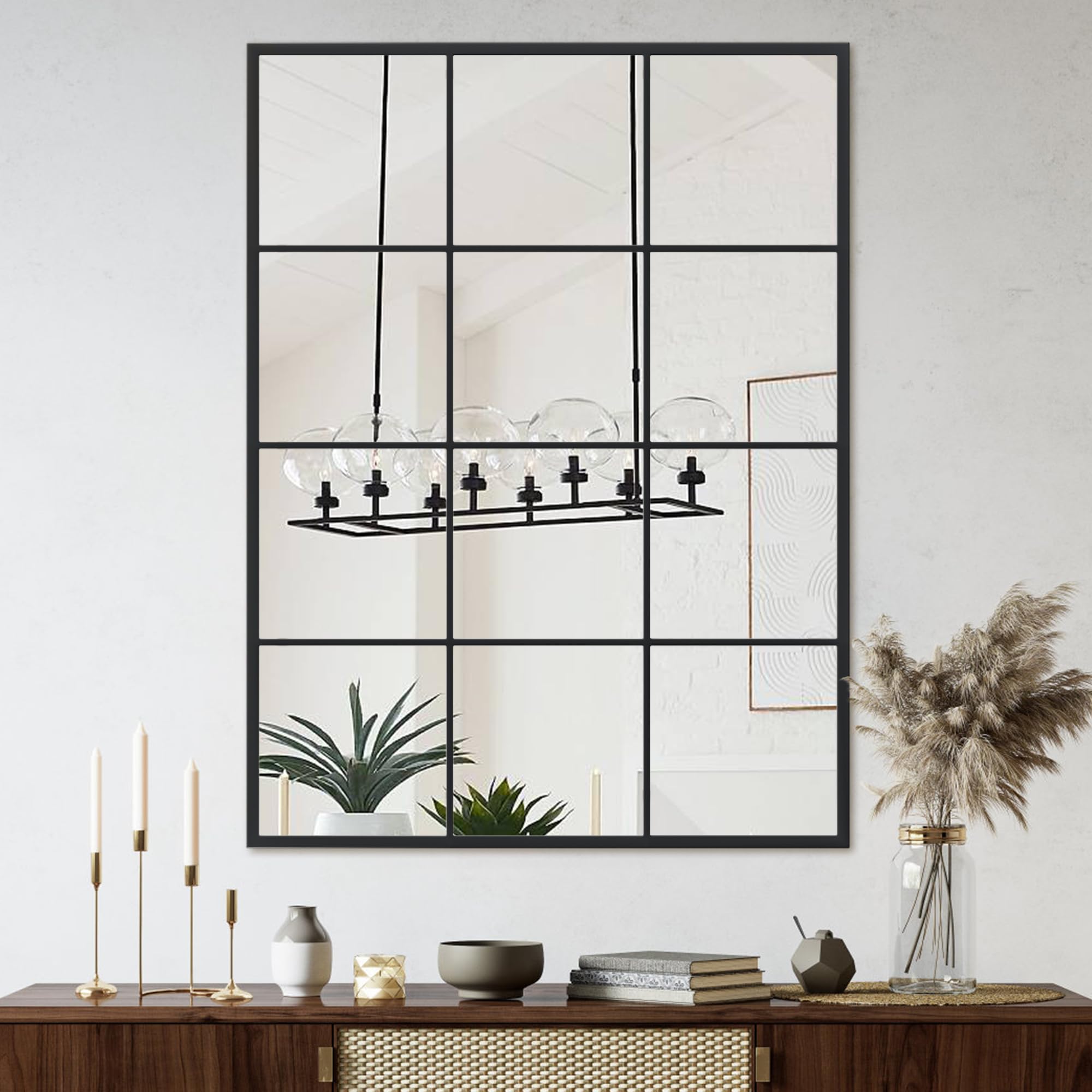 Suidia Wall Mirror, Window Decorative Mirrors, Metal Framed Wall Decor Wall-Mounted Mirrors for Bedroom, Living Room, Entryway