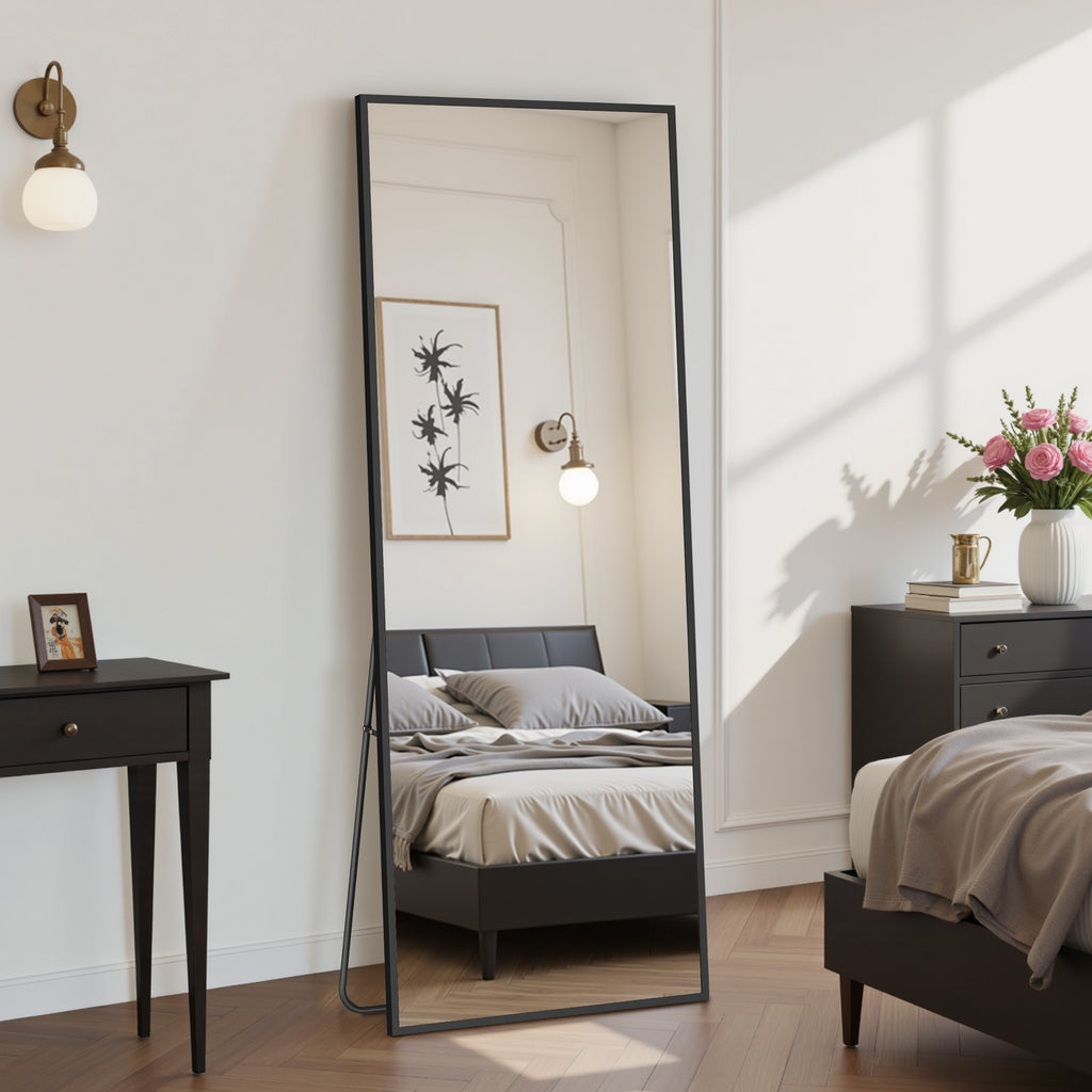 Suidia Full Length Mirror Over the Door&Wall Mounted, Door Mirror with Aluminum Alloy Frame, HD Shatterproof, No-Drill, Hanging Mirrors for Bedroom, Bathroom, Dorm, Closet