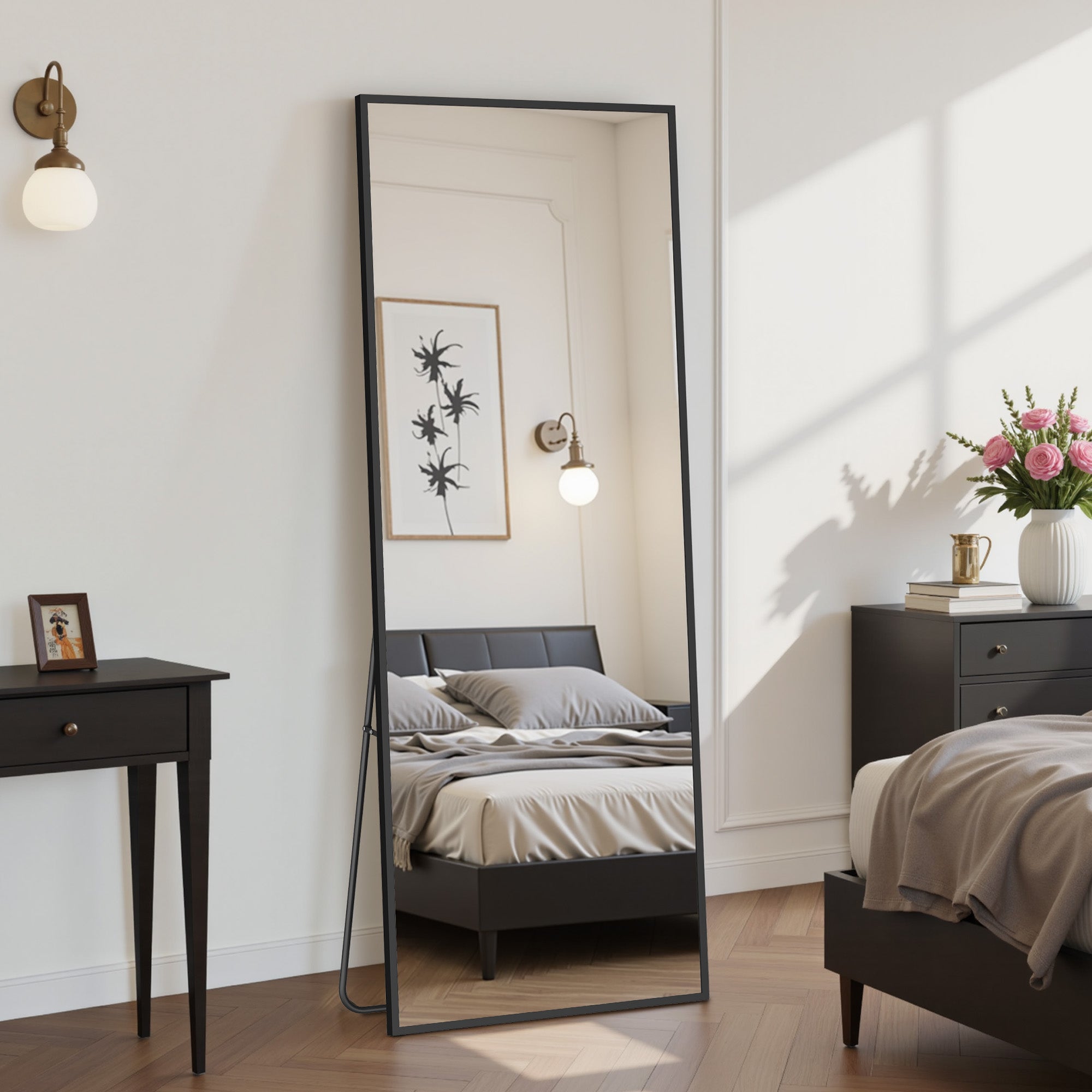 Suidia Full Length Mirror Over the Door&Wall Mounted, Door Mirror with Aluminum Alloy Frame, HD Shatterproof, No-Drill, Hanging Mirrors for Bedroom, Bathroom, Dorm, Closet