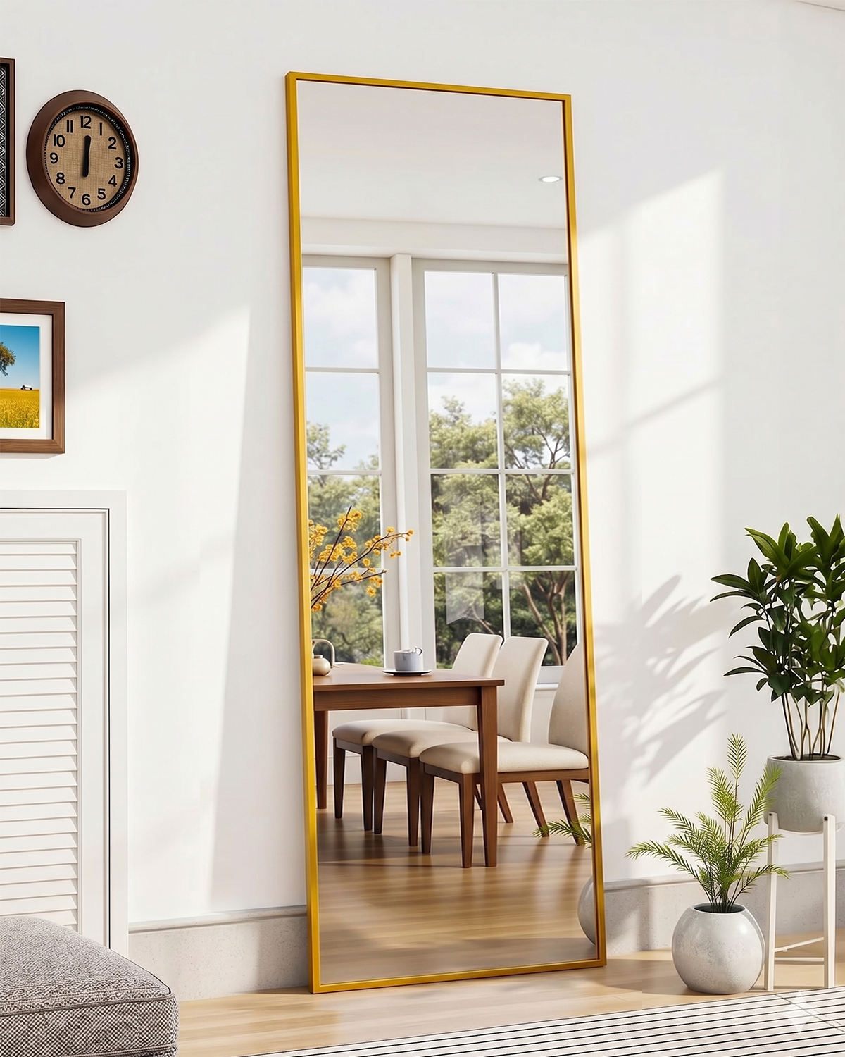 Suidia Arched Full Length Mirror with Stand, Full Body Mirror with Aluminum Frame, Freestanding/Leaning/Wall-Mounted, Floor Mirrors for Bedroom, Living Room, Entryway, Dressing Room