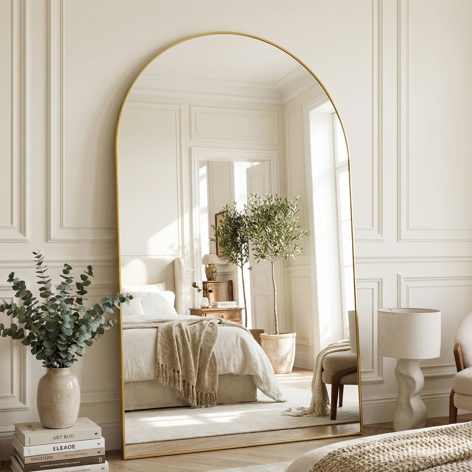 Suidia Arched Full Length Mirror with Stand, Full Body Mirror with Aluminum Frame, Freestanding/Leaning/Wall-Mounted, Floor Mirrors for Bedroom, Living Room, Entryway, Dressing Room