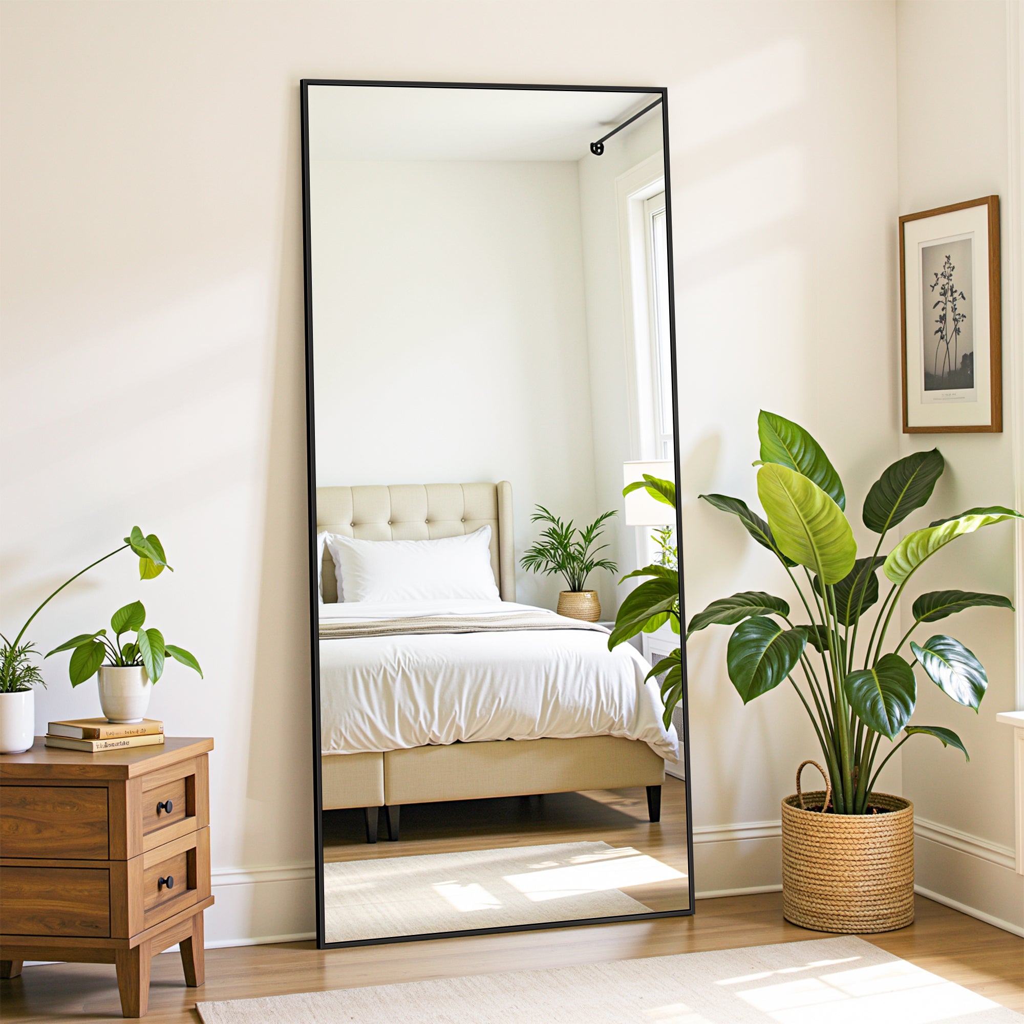 Suidia Arched Full Length Mirror with Stand, Full Body Mirror with Aluminum Frame, Freestanding/Leaning/Wall-Mounted, Floor Mirrors for Bedroom, Living Room, Entryway, Dressing Room