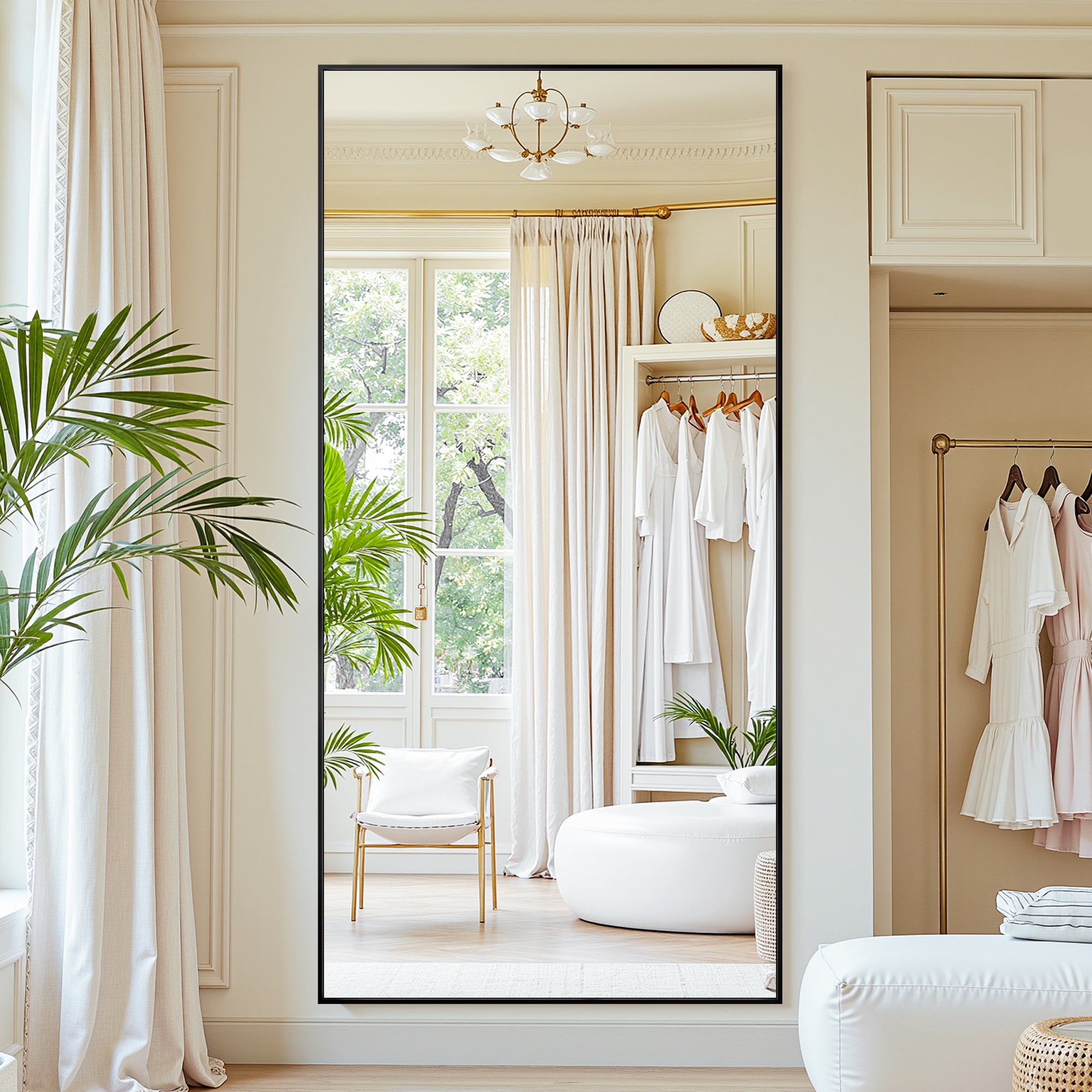 Suidia Arched Full Length Mirror with Stand, Full Body Mirror with Aluminum Frame, Freestanding/Leaning/Wall-Mounted, Floor Mirrors for Bedroom, Living Room, Entryway, Dressing Room