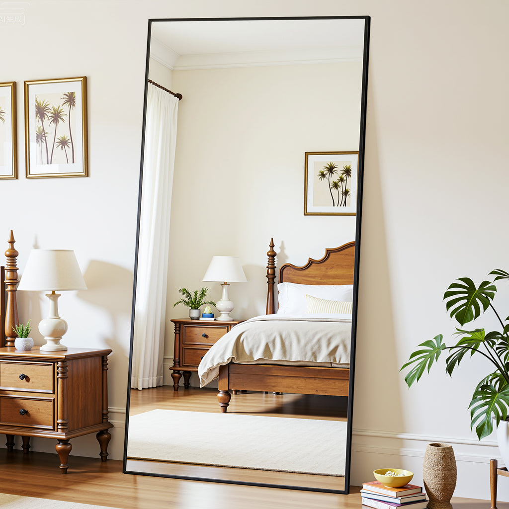 Suidia Arched Full Length Mirror with Stand, Full Body Mirror with Aluminum Frame, Freestanding/Leaning/Wall-Mounted, Floor Mirrors for Bedroom, Living Room, Entryway, Dressing Room