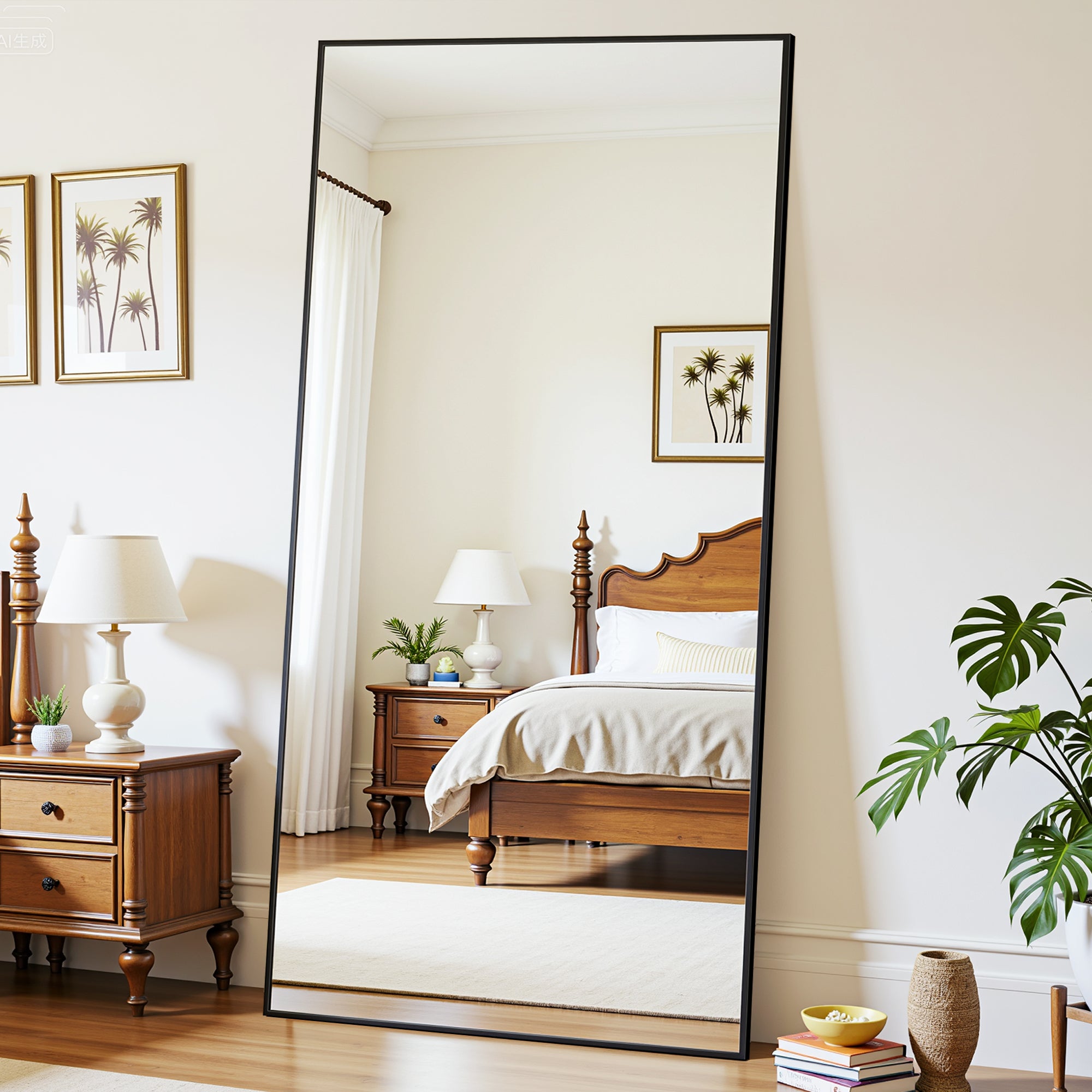 Suidia Arched Full Length Mirror with Stand, Full Body Mirror with Aluminum Frame, Freestanding/Leaning/Wall-Mounted, Floor Mirrors for Bedroom, Living Room, Entryway, Dressing Room