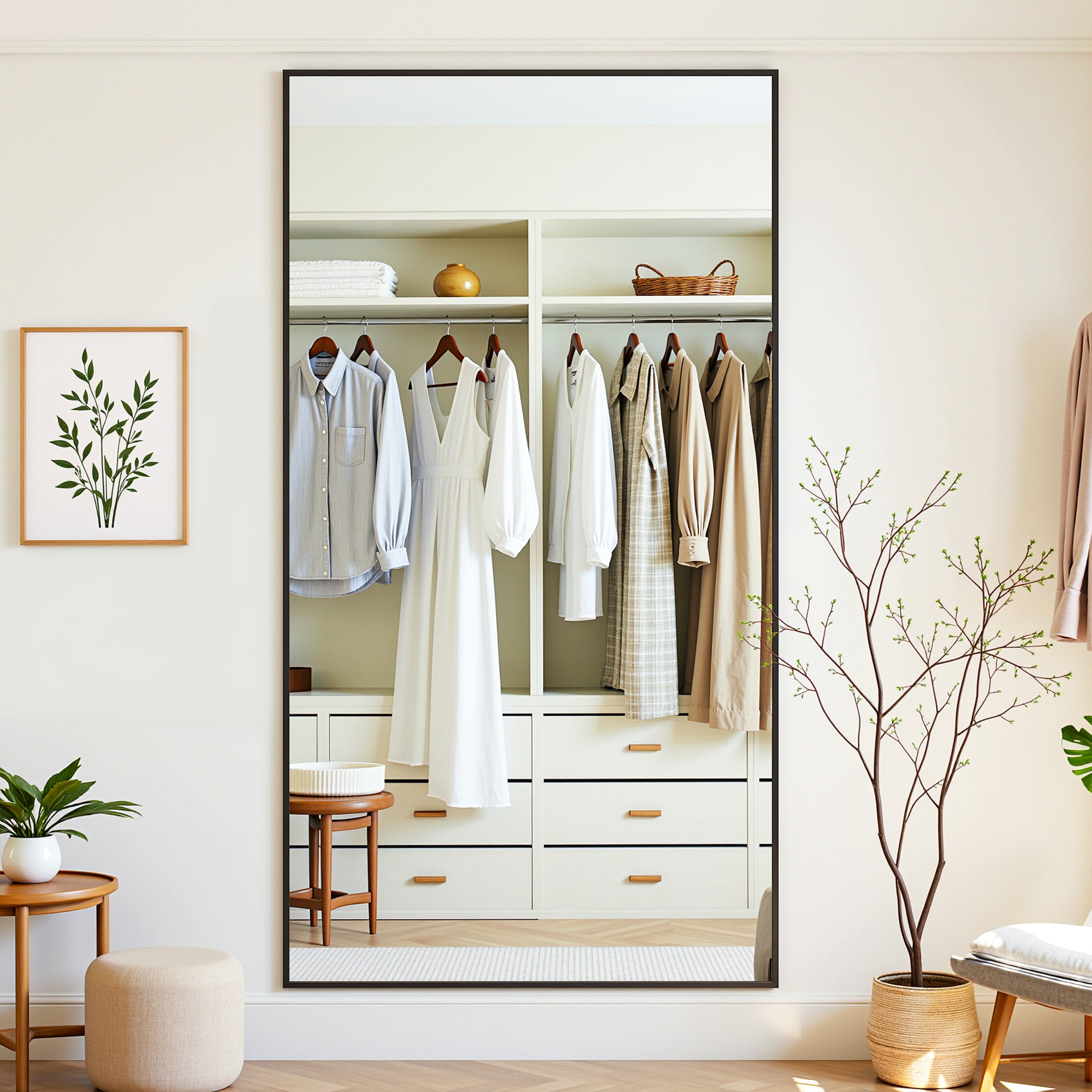 Suidia Arched Full Length Mirror with Stand, Full Body Mirror with Aluminum Frame, Freestanding/Leaning/Wall-Mounted, Floor Mirrors for Bedroom, Living Room, Entryway, Dressing Room