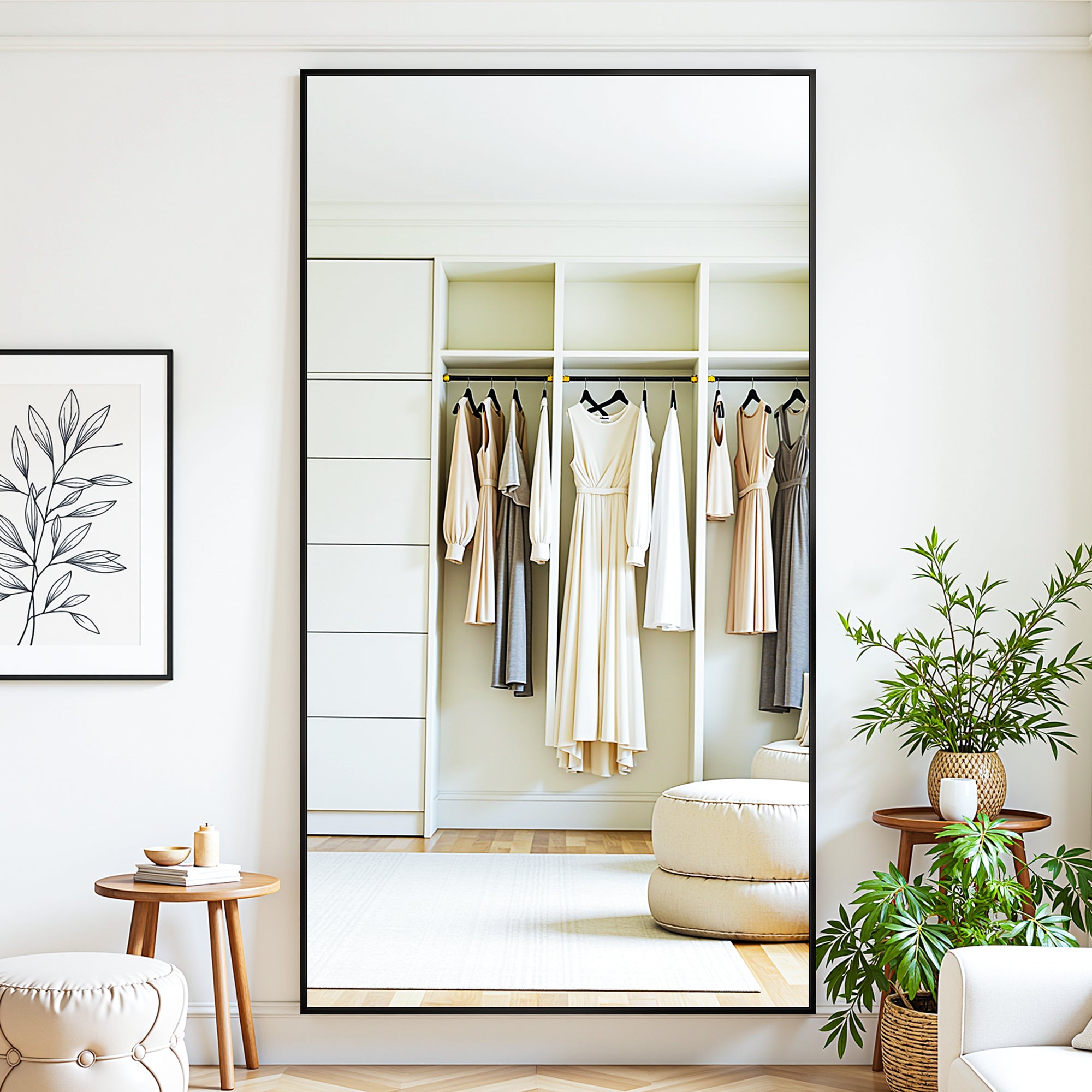 Suidia Arched Full Length Mirror with Stand, Full Body Mirror with Aluminum Frame, Freestanding/Leaning/Wall-Mounted, Floor Mirrors for Bedroom, Living Room, Entryway, Dressing Room