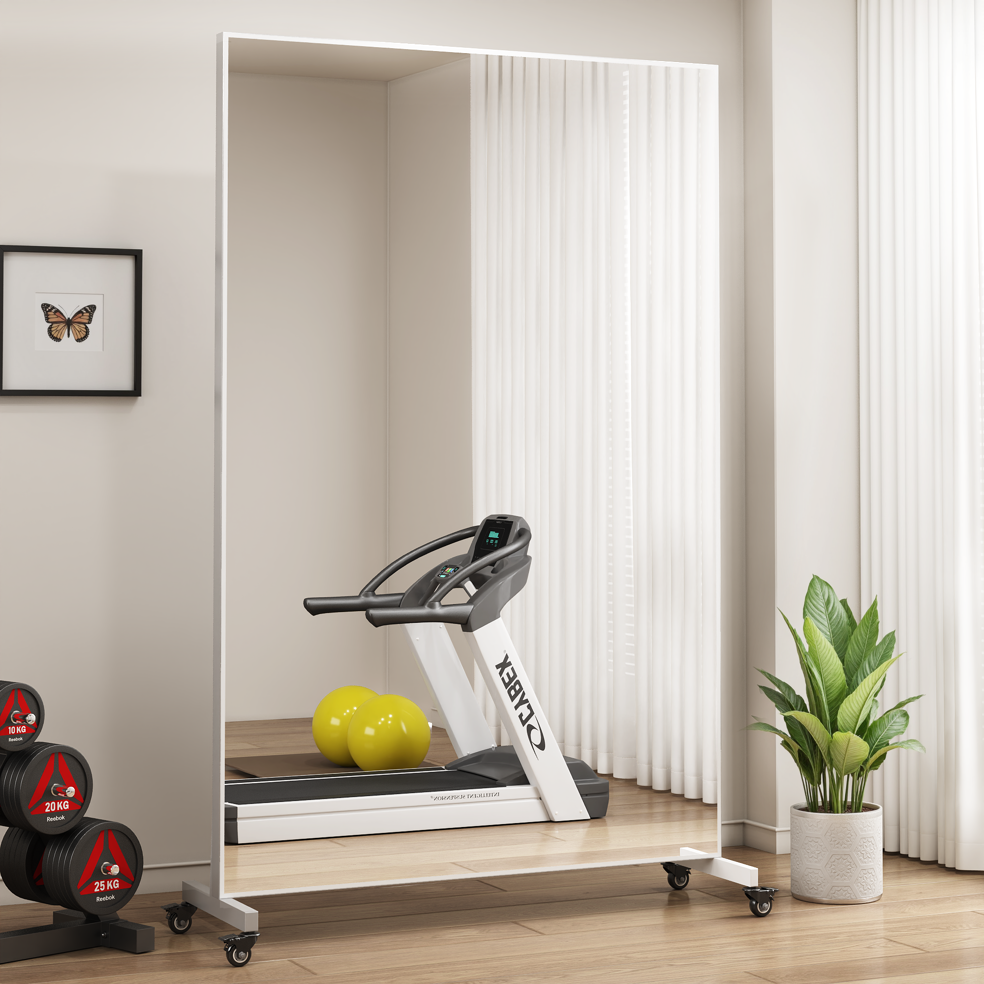 Suidia 72"x40" Full Length Mirror with Wheels, Shatterproof Full Body Mirrors, Mobile Floor Standing Mirror for Home Gym, Yoga, Dance Studio, Living Room, Rectangular